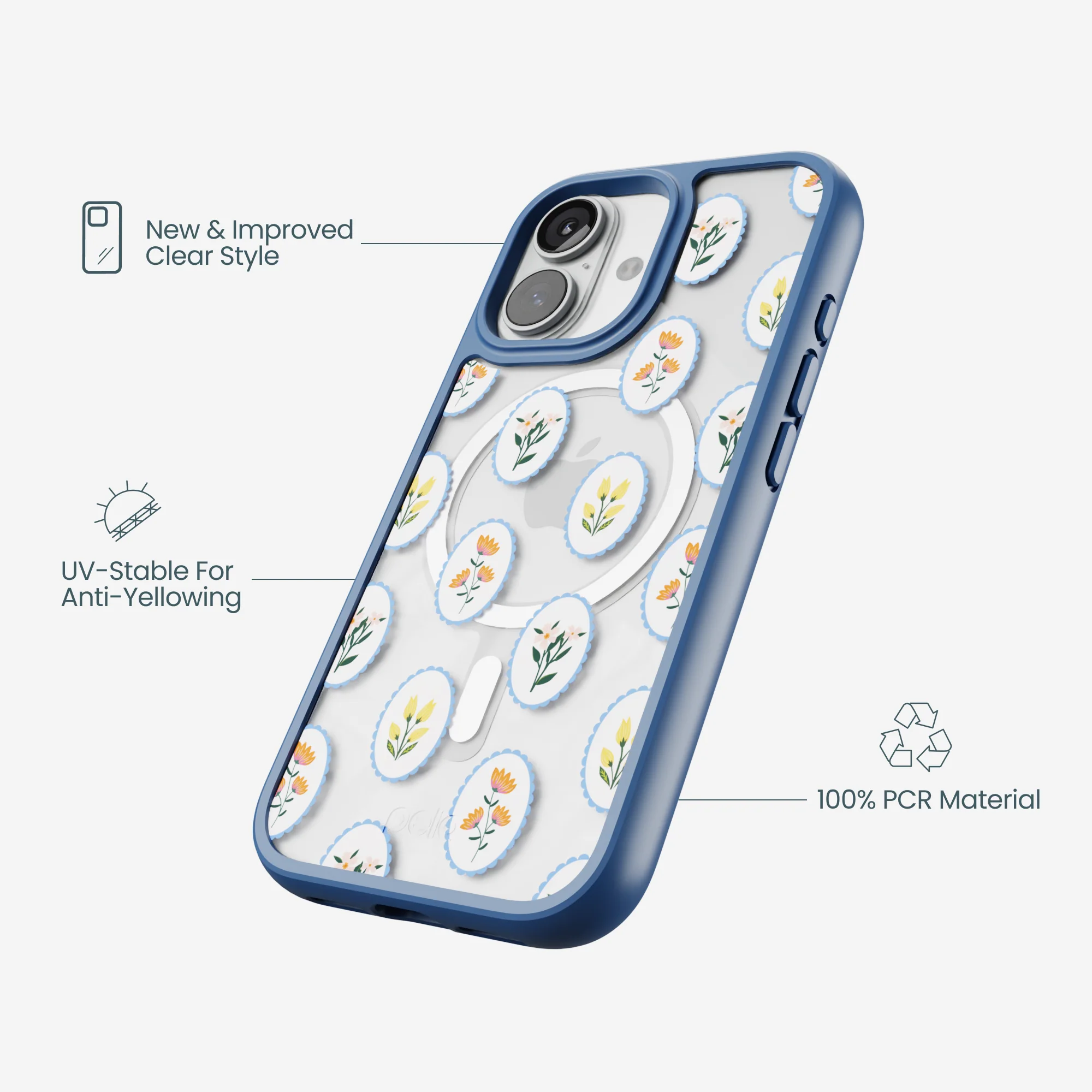 Clear Rosette Frame iPhone 17 Case With True Blue Ridge (MagSafe included) - Image 4