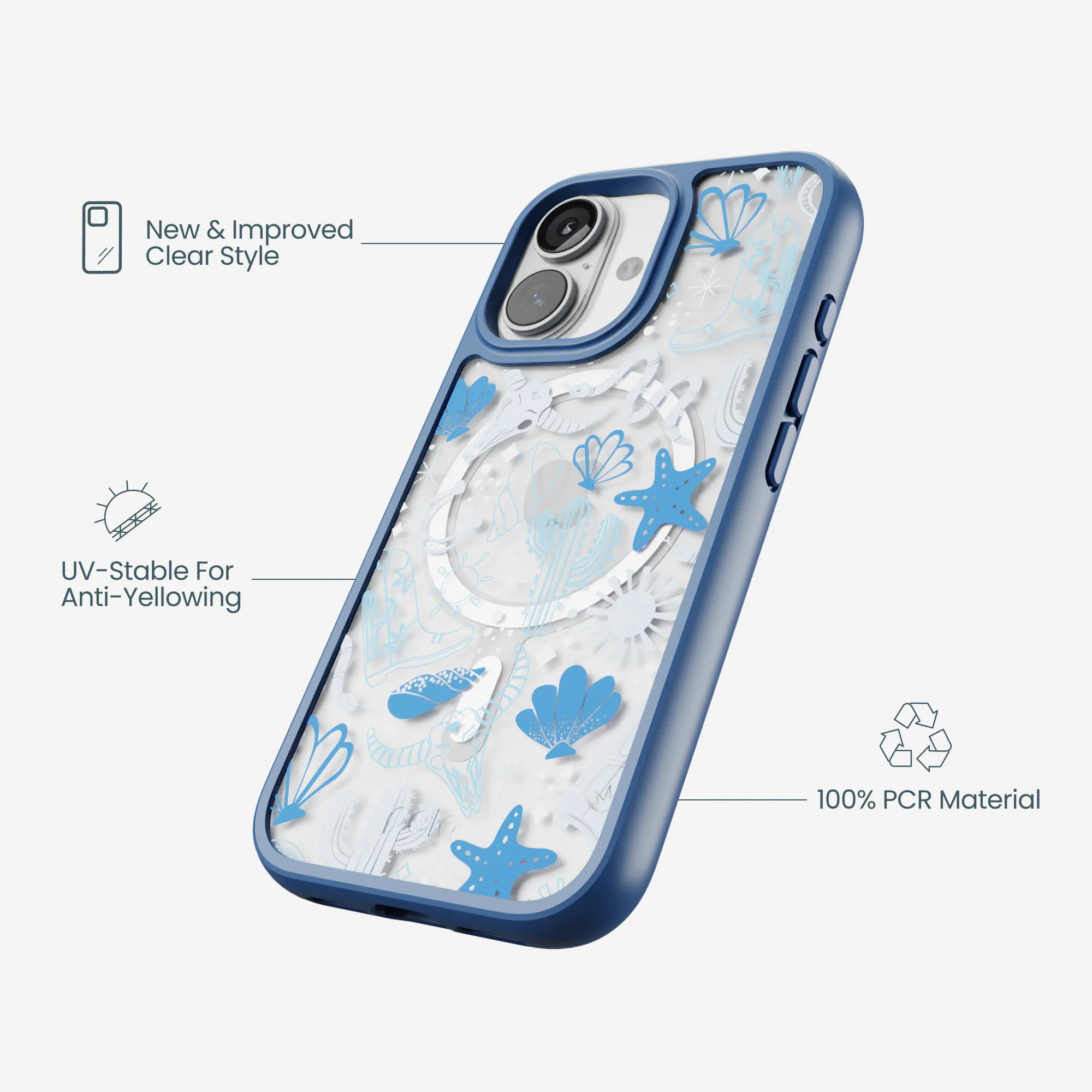 Clear Sea and Saddle iPhone 17 Case With True Blue Ridge (MagSafe included) - Image 4
