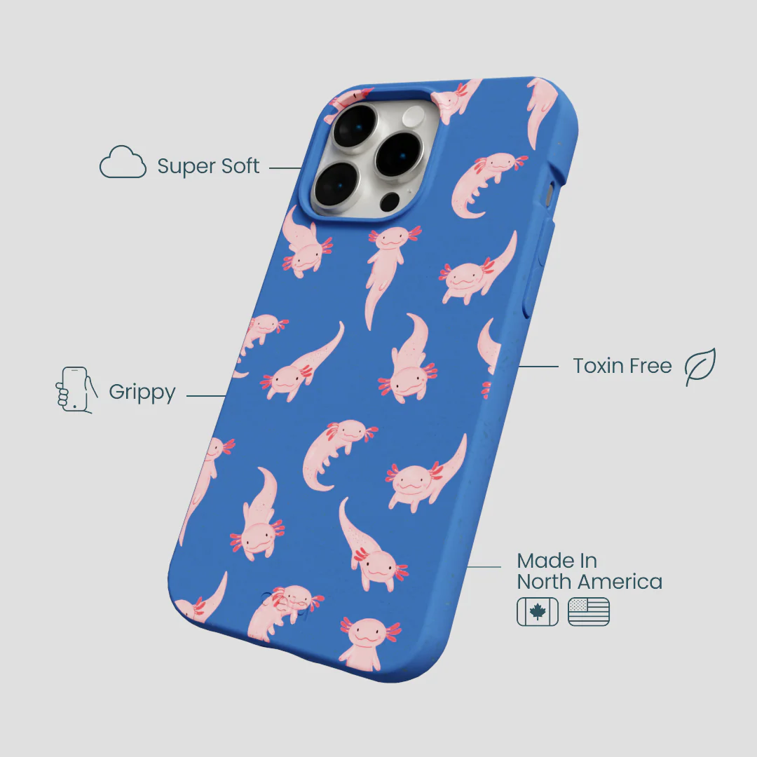 Electric Blue Axolotls iPhone 15 Pro Max Case - Image 4
