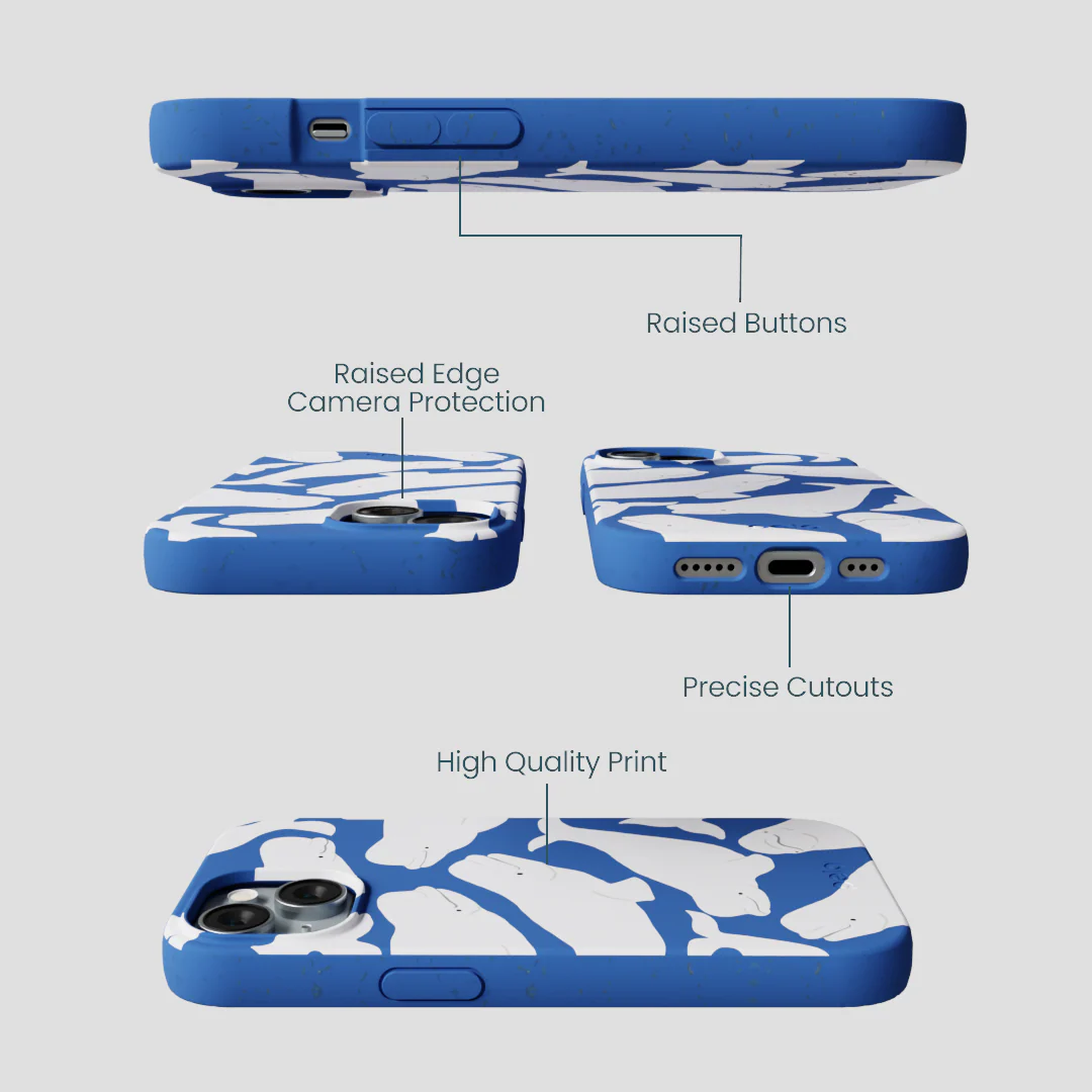 Electric Blue Belugas iPhone 14 Case - Image 3