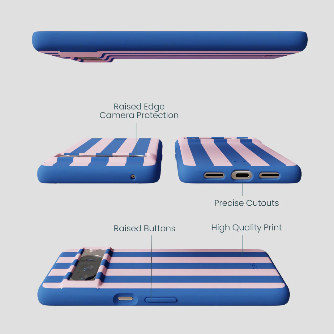 Electric Blue Big Pop Pink Stripes Google Pixel 8 Pro Case - Image 3