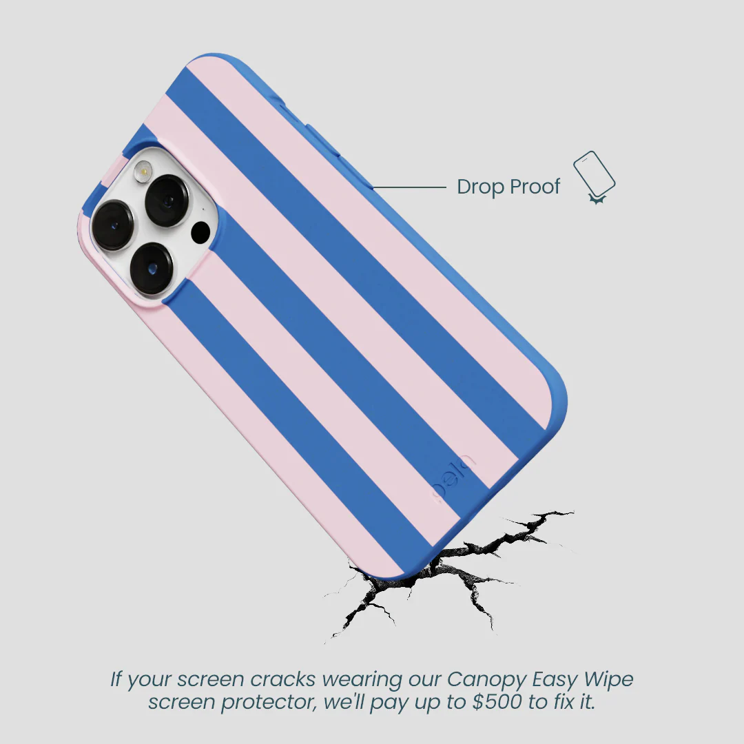 Electric Blue Big Pop Pink Stripes iPhone 13 Pro Max Case - Image 5