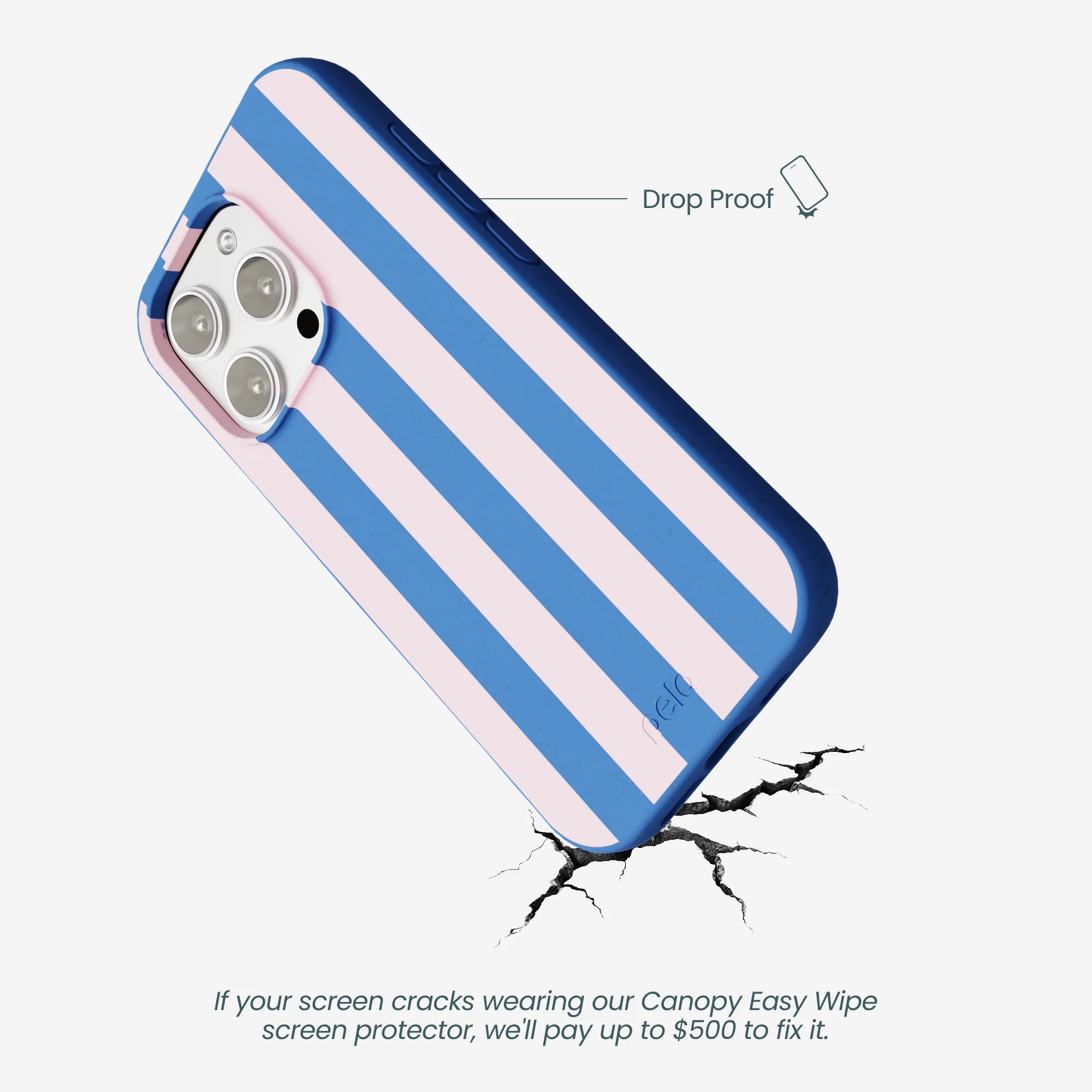 Electric Blue Big Pop Pink Stripes iPhone 16 Pro Max Case - Image 5