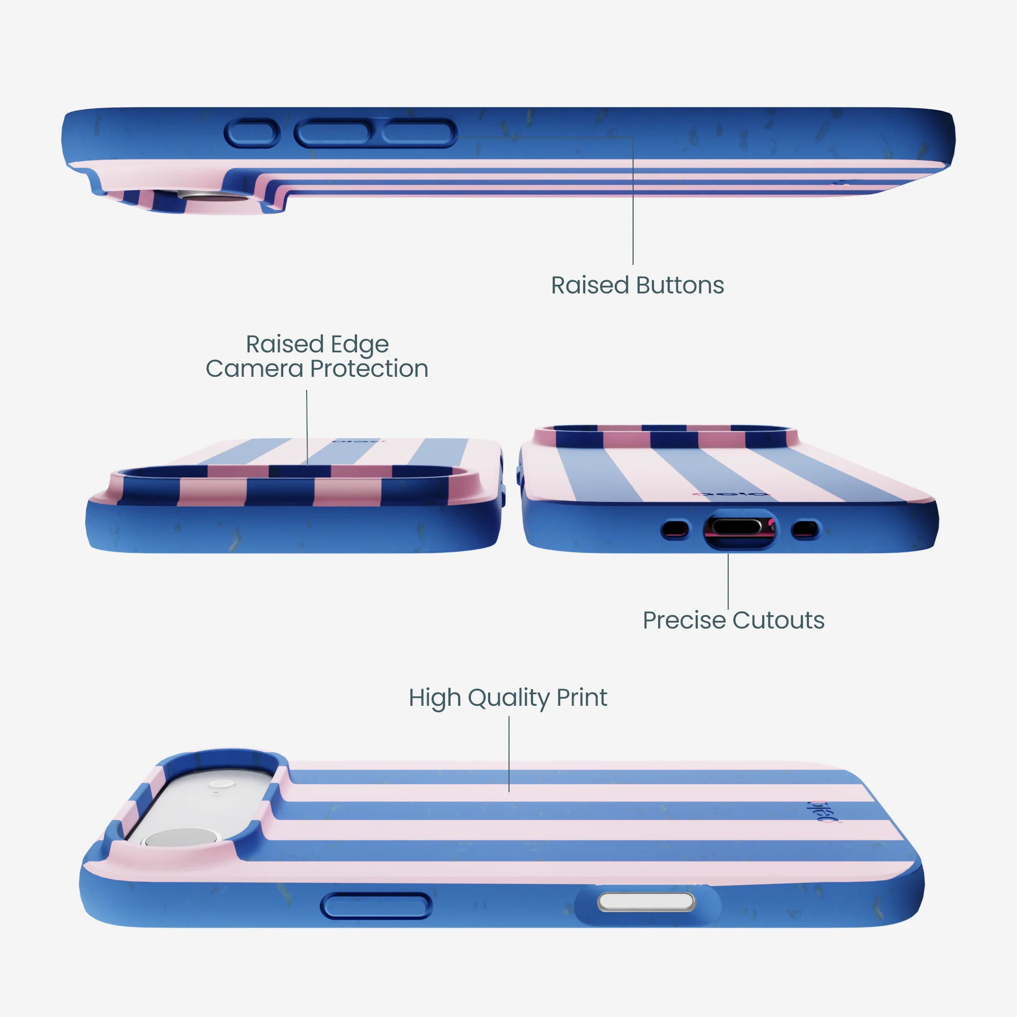 Electric Blue Big Pop Pink Stripes iPhone Air Case - Image 3