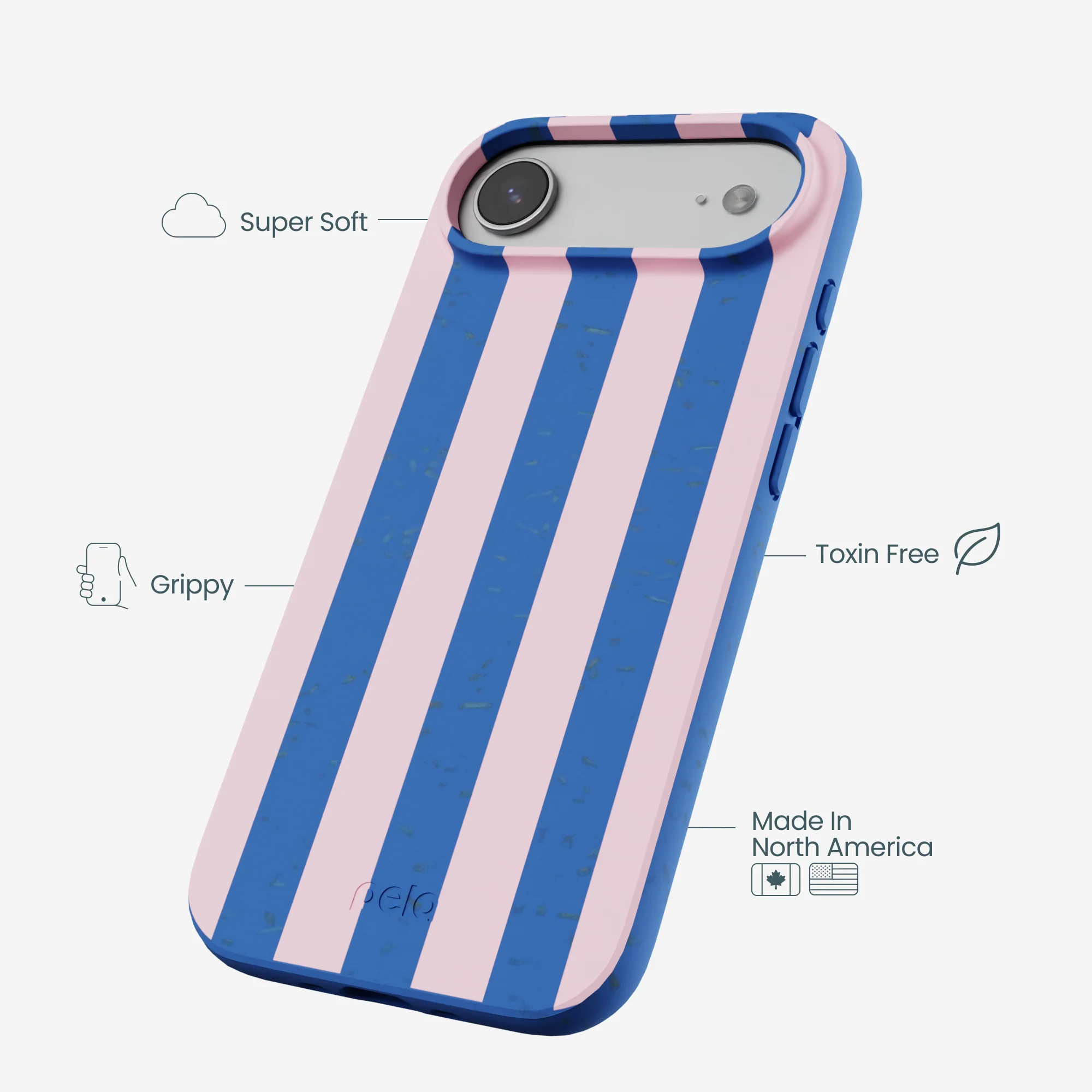 Electric Blue Big Pop Pink Stripes iPhone Air Case - Image 4