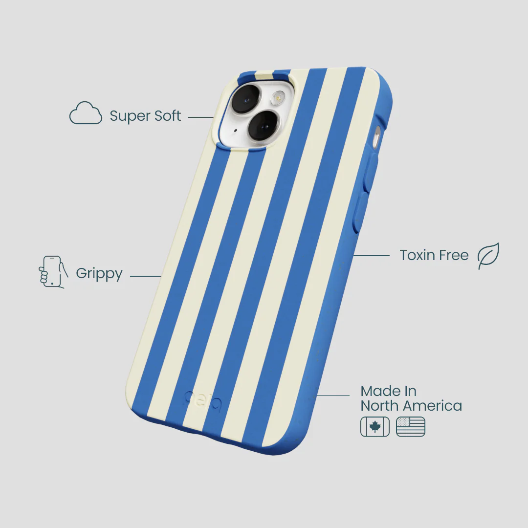 Electric Blue Butter Stripes iPhone 13 Case - Image 4
