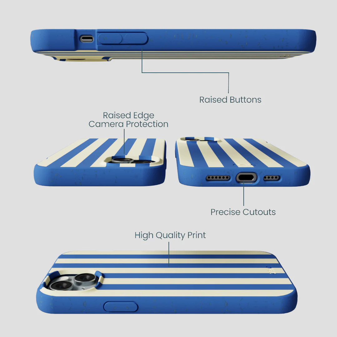 Electric Blue Butter Stripes iPhone 15 Plus Case - Image 3