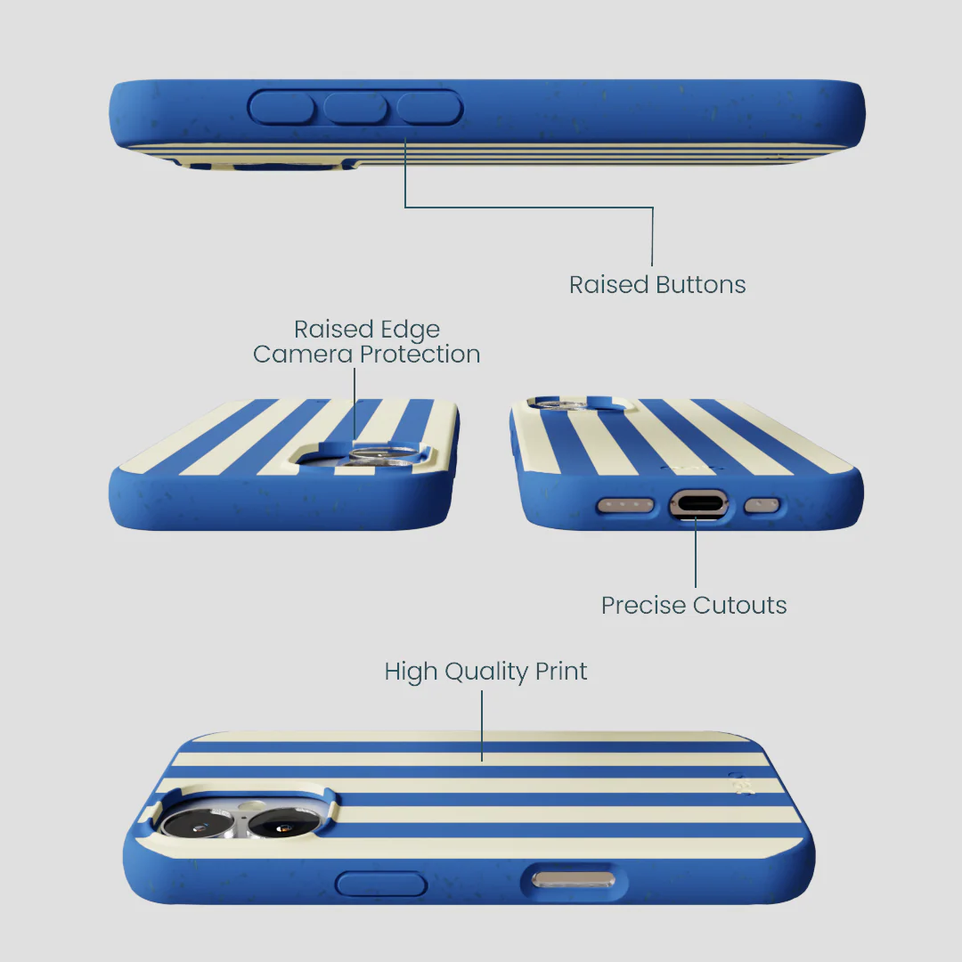 Electric Blue Butter Stripes iPhone 16 Case - Image 3
