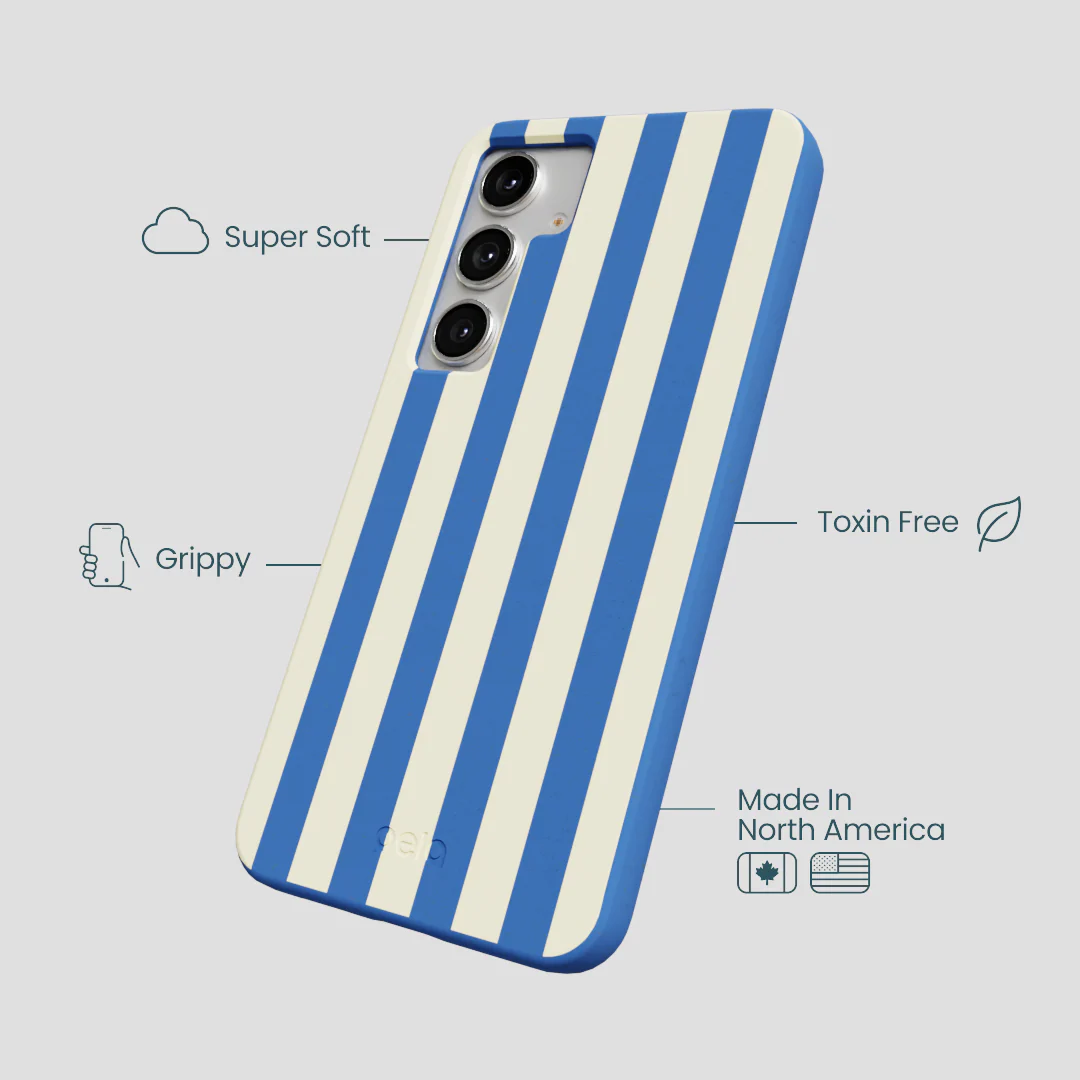 Electric Blue Butter Stripes Samsung Galaxy S25+(Plus) Case - Image 4
