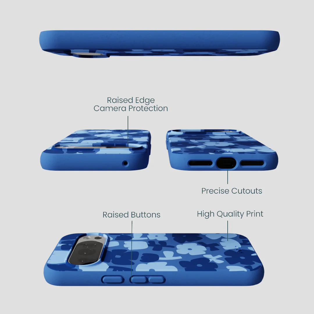 Electric Blue Daydream Blooms Google Pixel 10/10 Pro Case - Image 3
