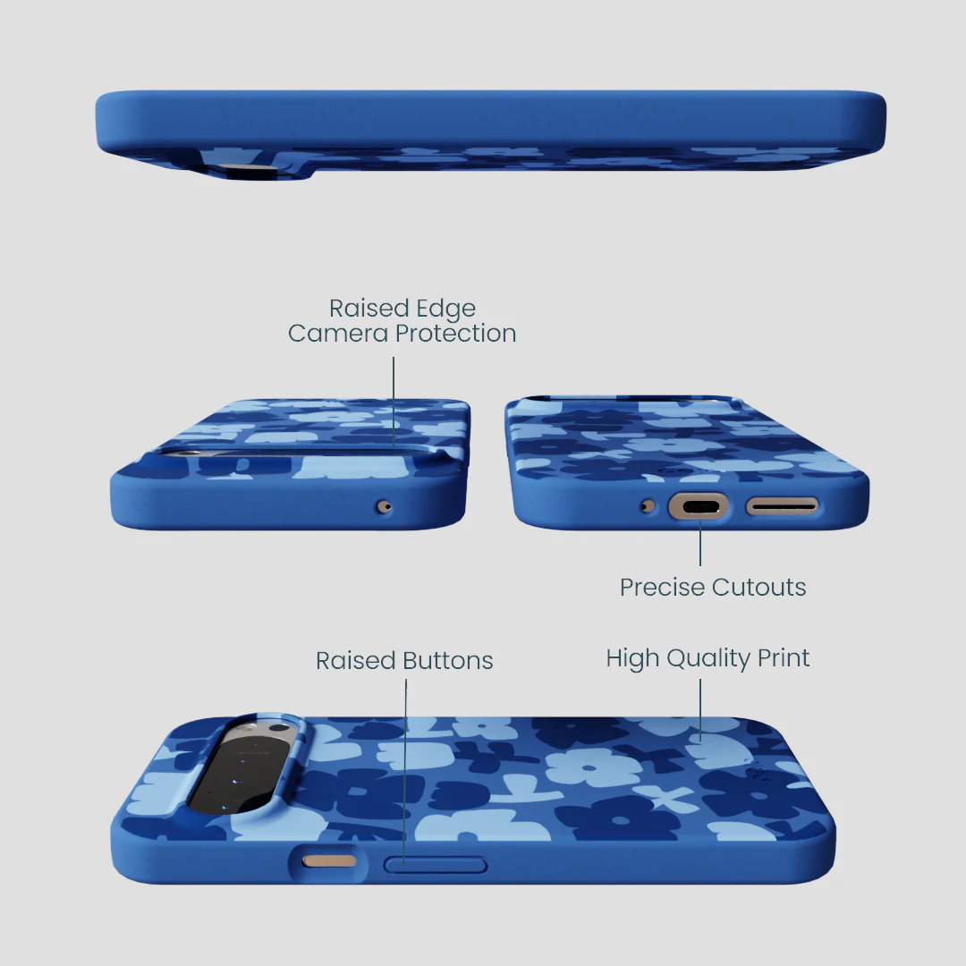 Electric Blue Daydream Blooms Google Pixel 9 Pro XL Case - Image 3