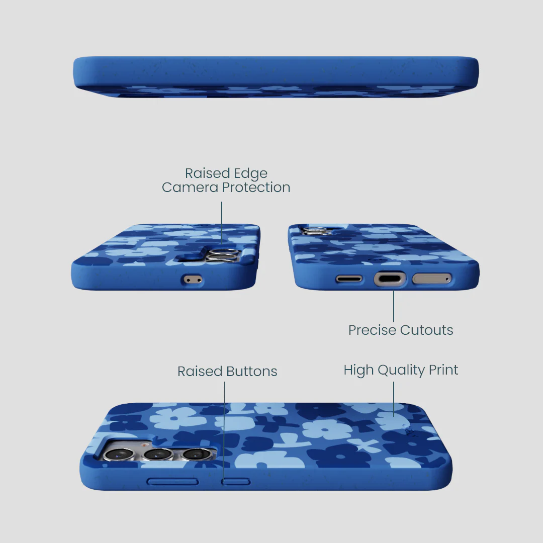 Electric Blue Daydream Blooms Samsung Galaxy S25 Case - Image 3