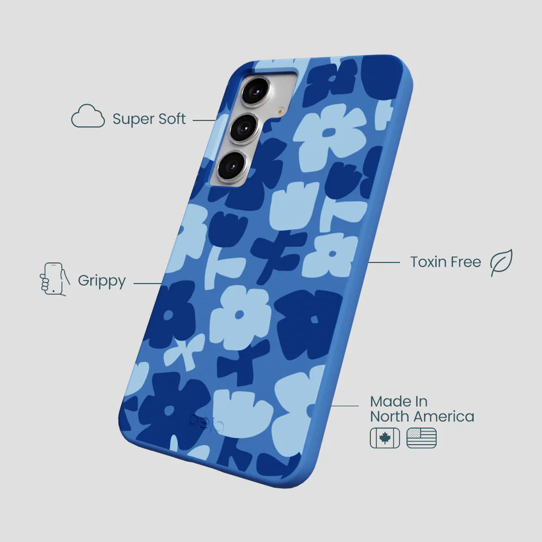 Electric Blue Daydream Blooms Samsung Galaxy S25+(Plus) Case - Image 4
