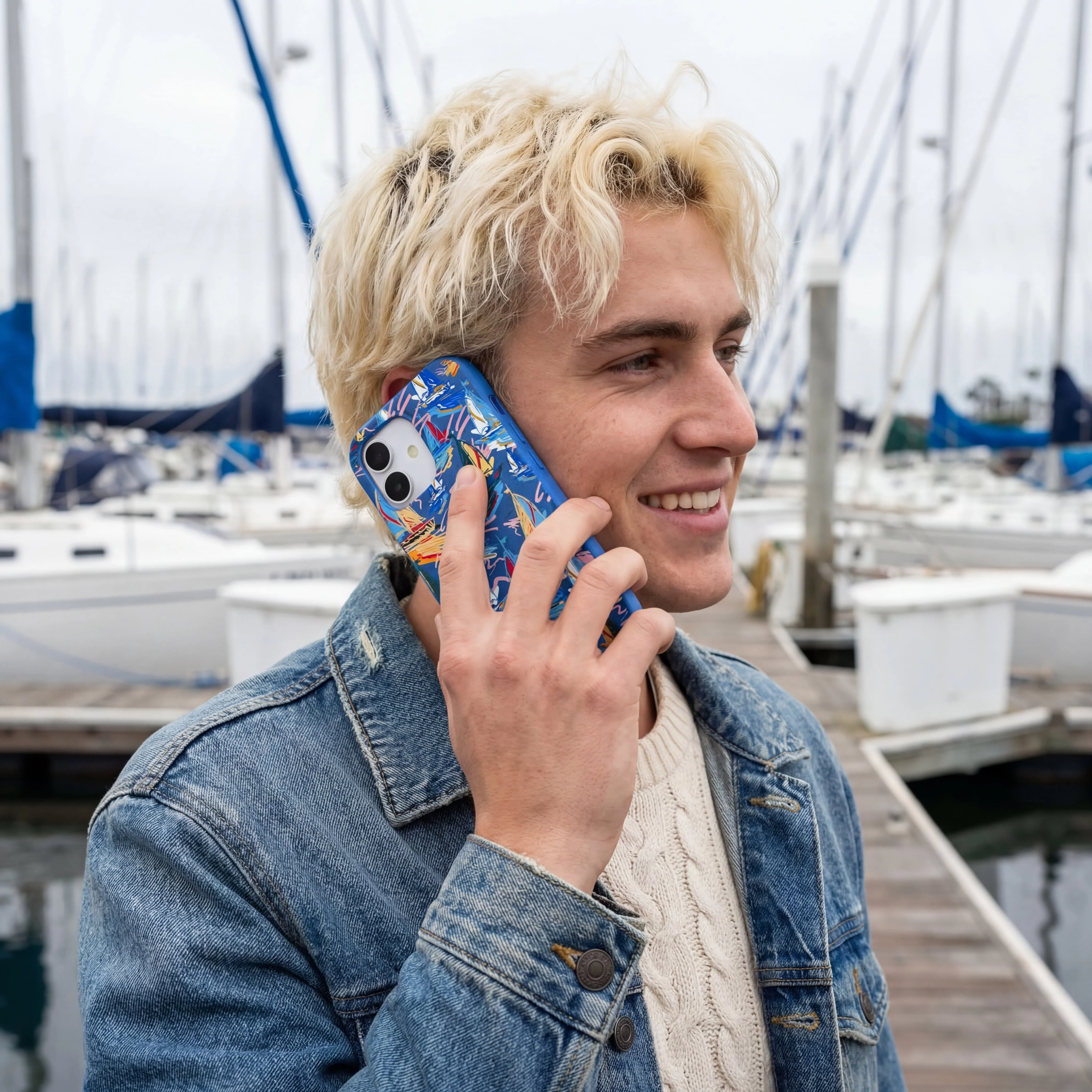 Electric Blue Dockside Dreams iPhone 17 Case - Image 2