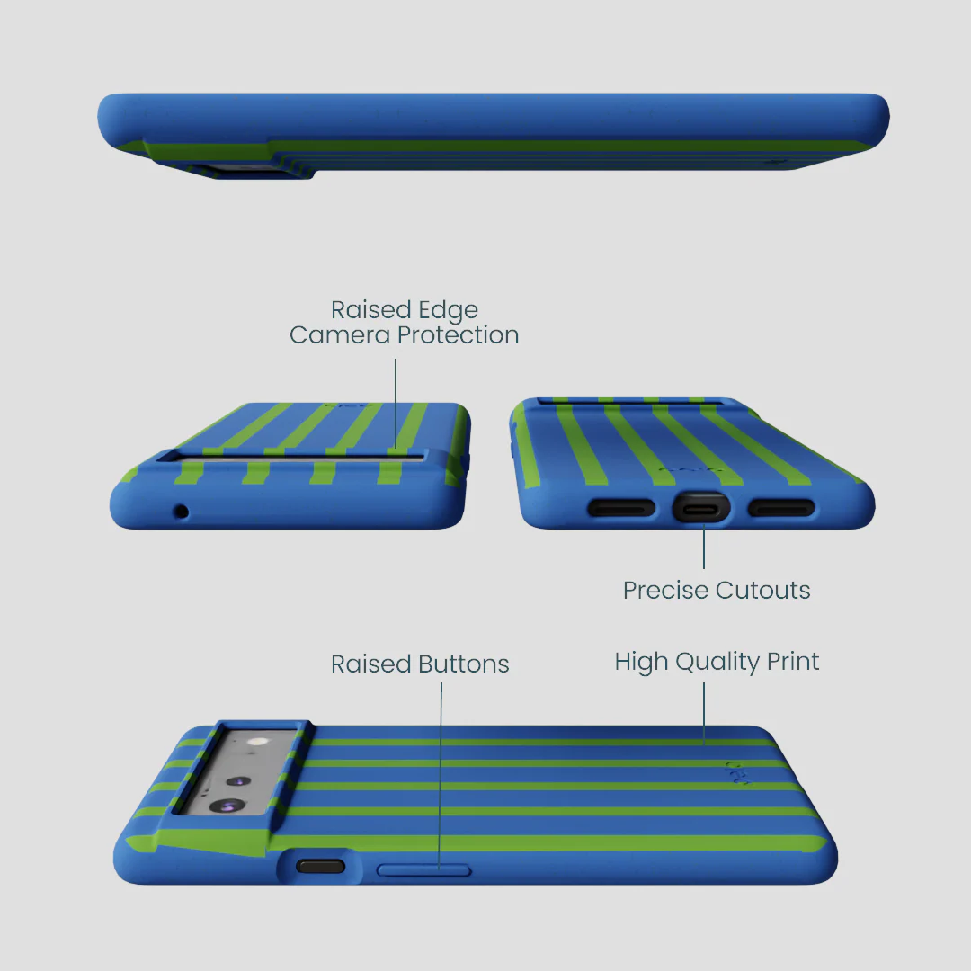 Electric Blue Earth Stripes Google Pixel 6a Case - Image 3