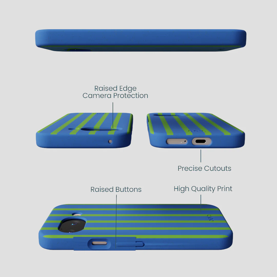 Electric Blue Earth Stripes Google Pixel 9a Case - Image 3