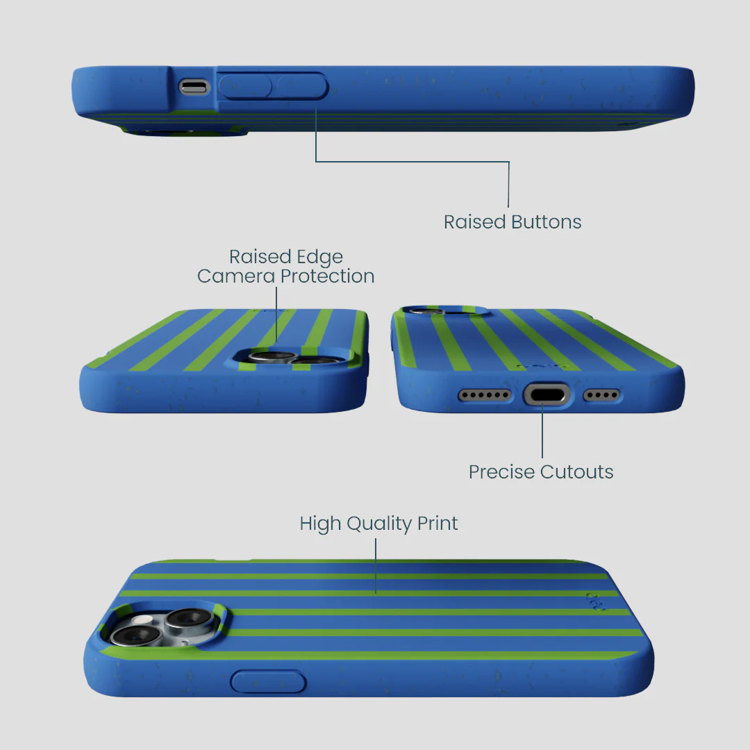 Electric Blue Earth Stripes iPhone 14 Plus Case - Image 3