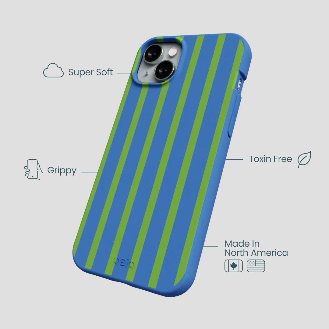 Electric Blue Earth Stripes iPhone 14 Plus Case - Image 4