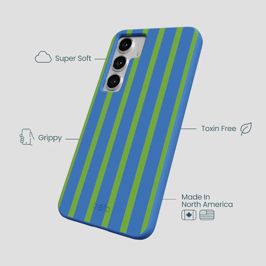 Electric Blue Earth Stripes Samsung Galaxy S25+(Plus) Case - Image 4