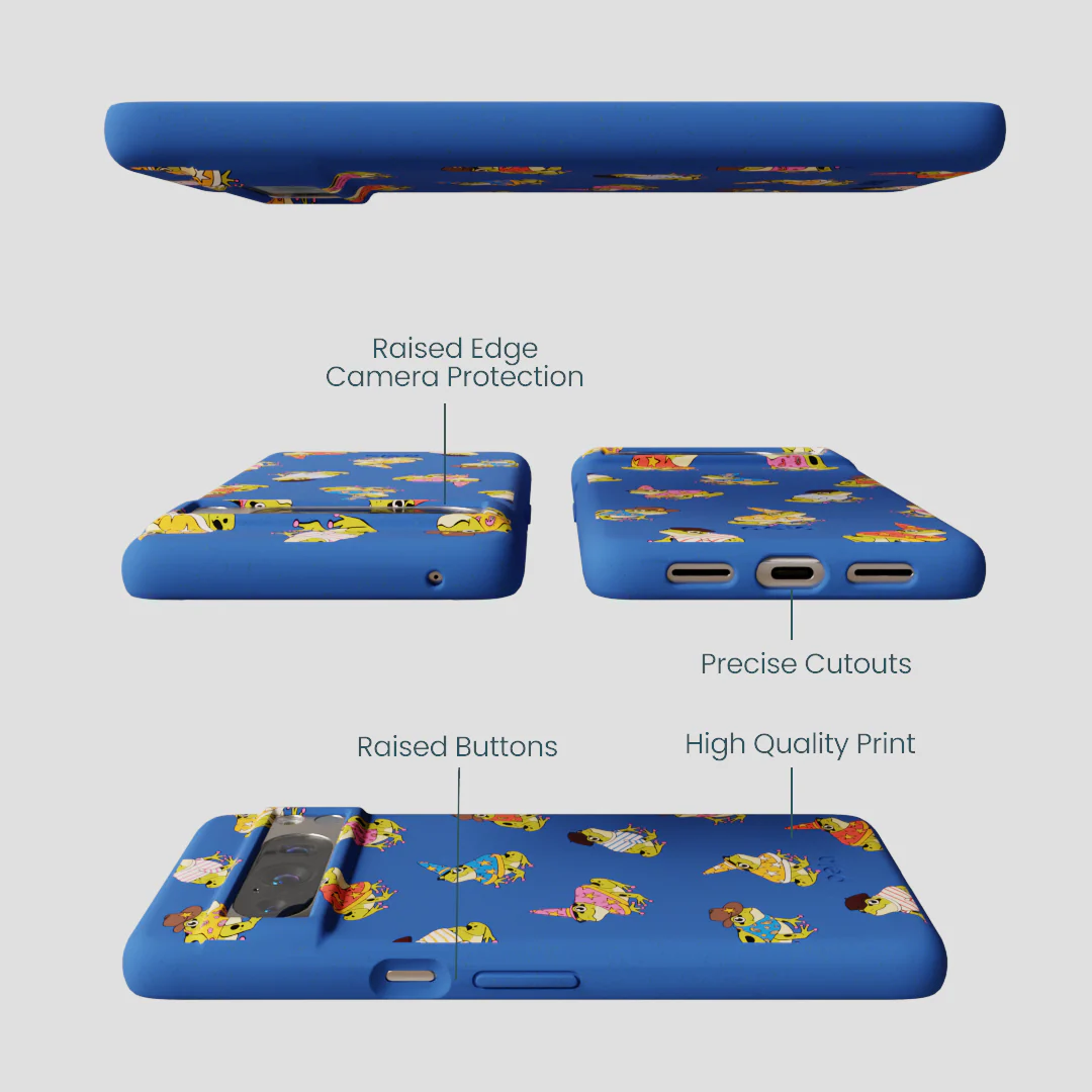 Electric Blue Fancy Frogs Google Pixel 8 Pro Case - Image 3