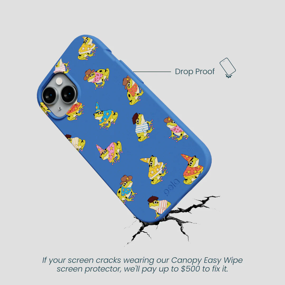 Electric Blue Fancy Frogs iPhone 15 Case - Image 5