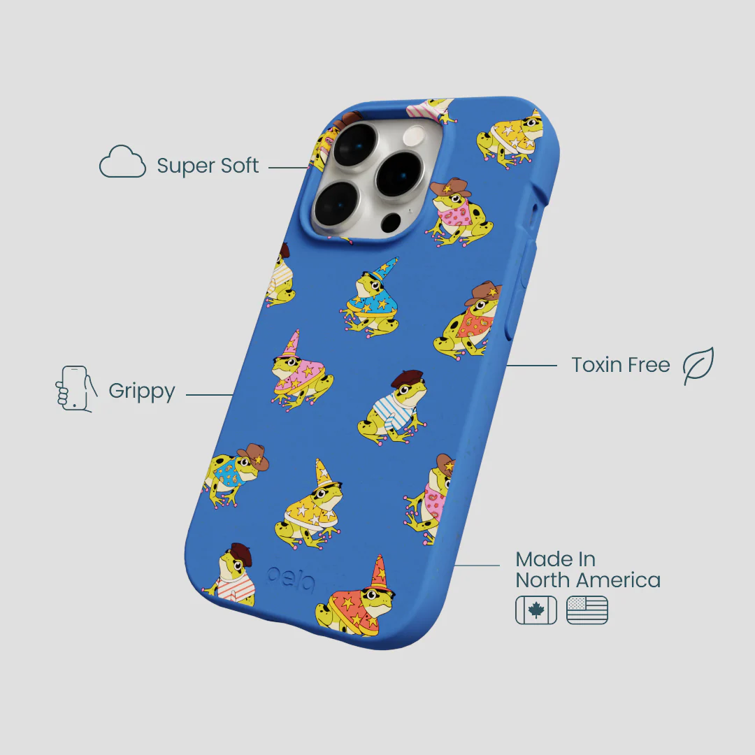 Electric Blue Fancy Frogs iPhone 15 Pro Case - Image 4