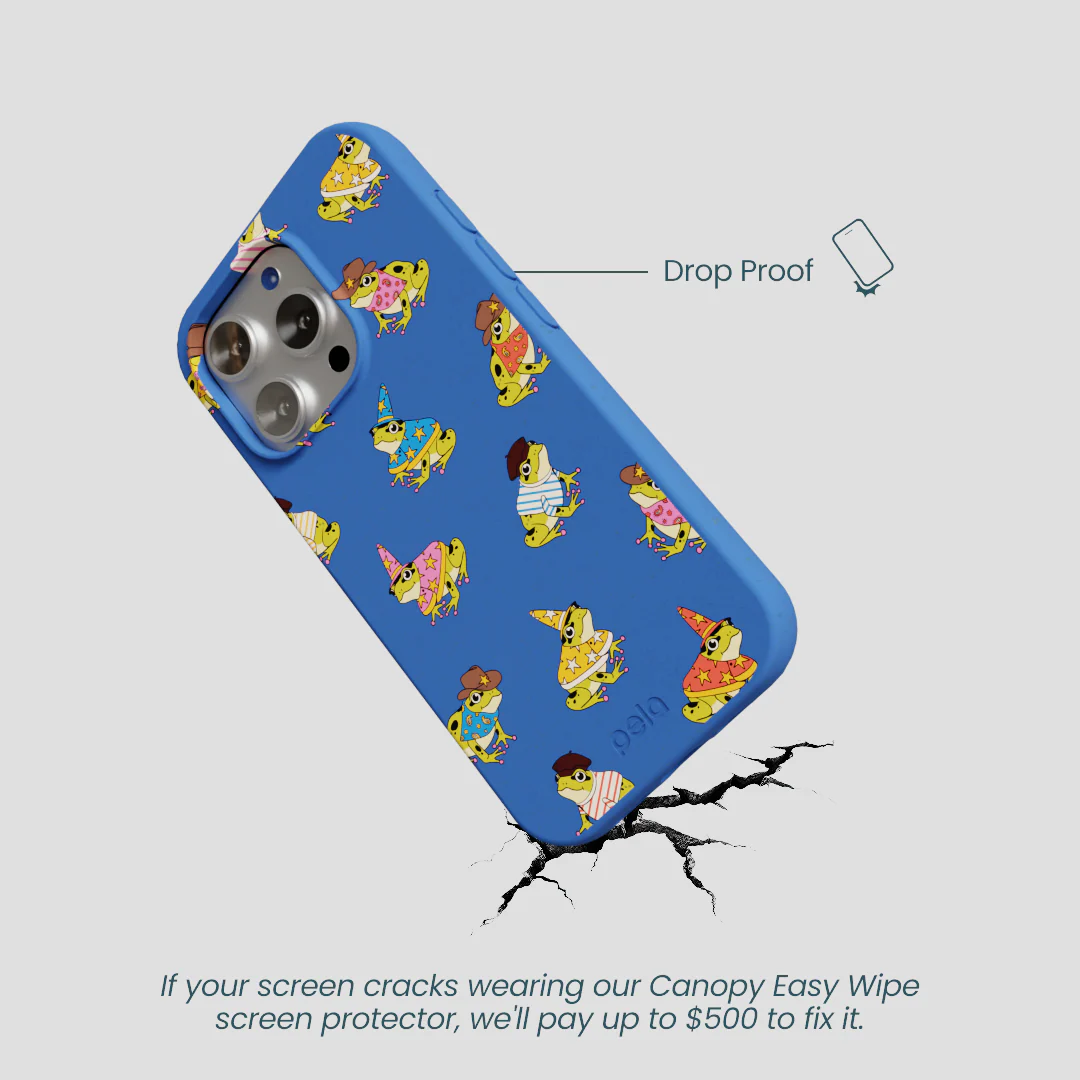 Electric Blue Fancy Frogs iPhone 16 Pro Case - Image 5