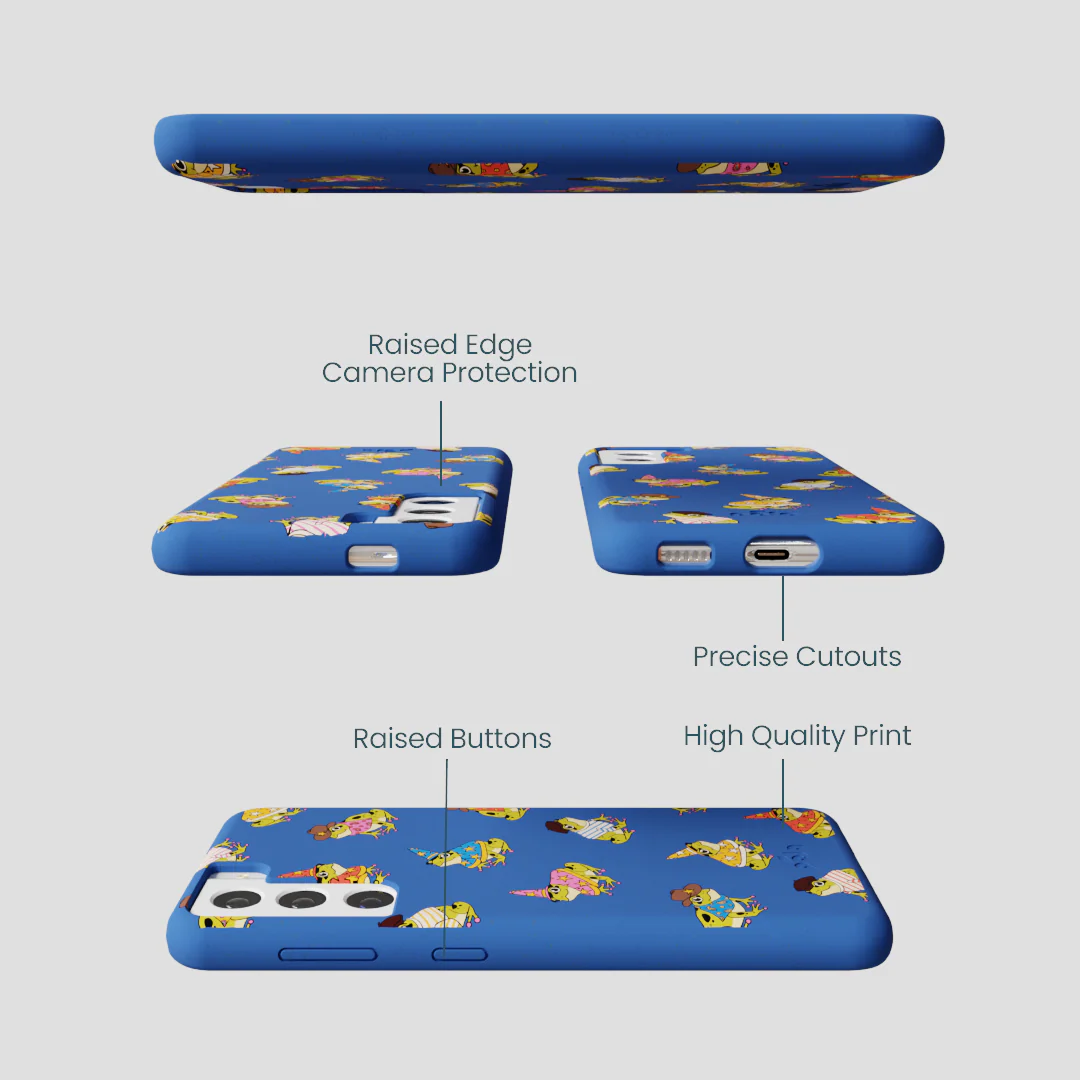 Electric Blue Fancy Frogs Samsung Galaxy S22 Case - Image 3
