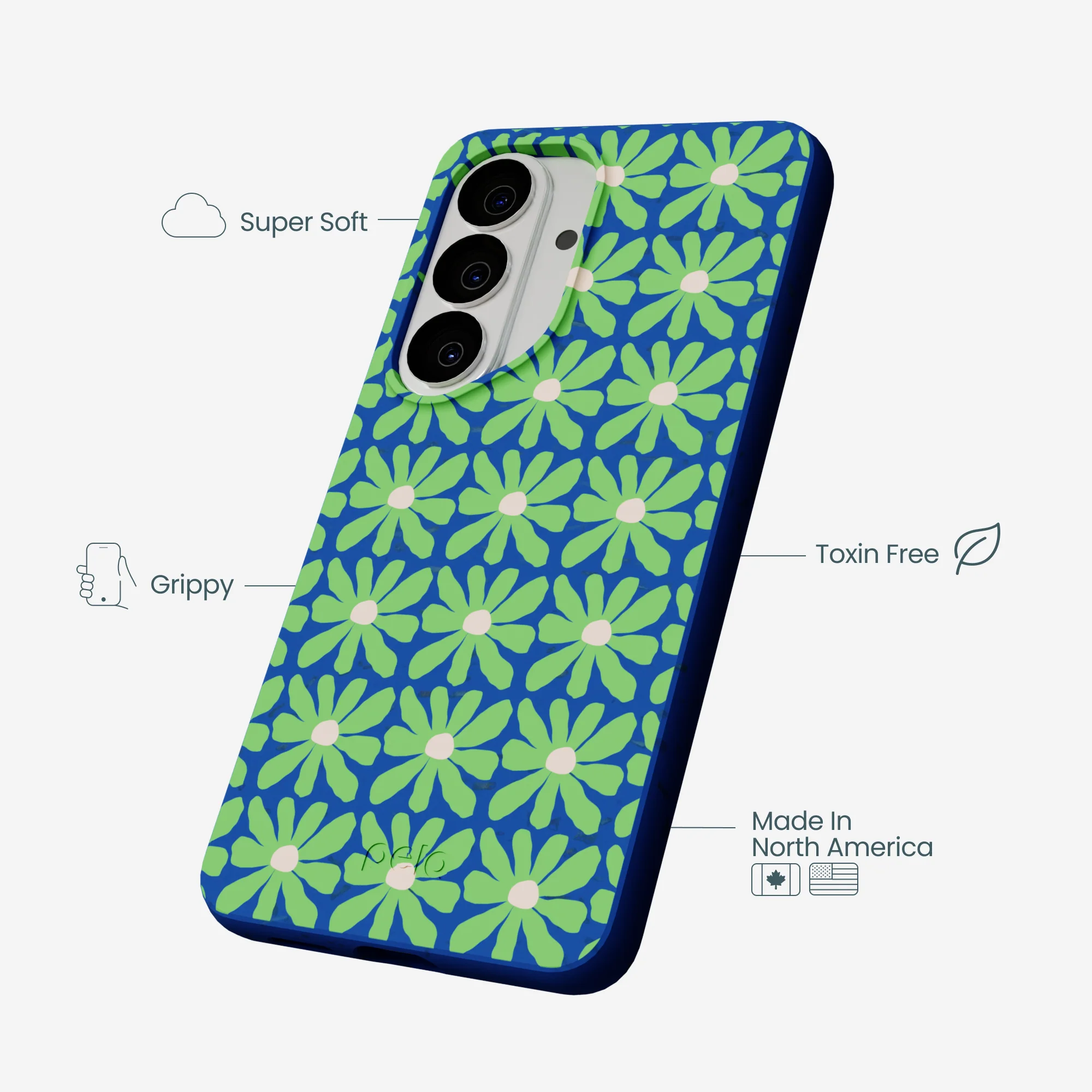 Electric Blue Flower Child Samsung Galaxy S26 Case - Image 3