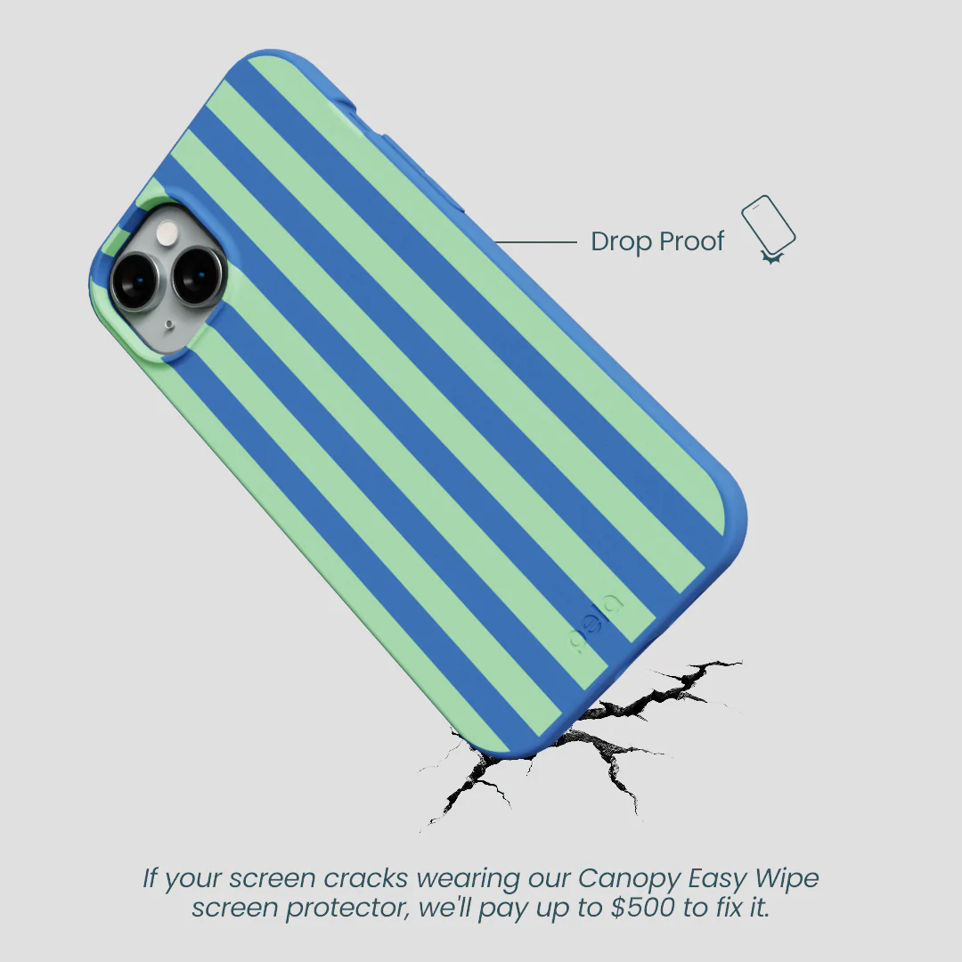 Electric Blue Fresh Green Stripes iPhone 15 Plus Case - Image 5