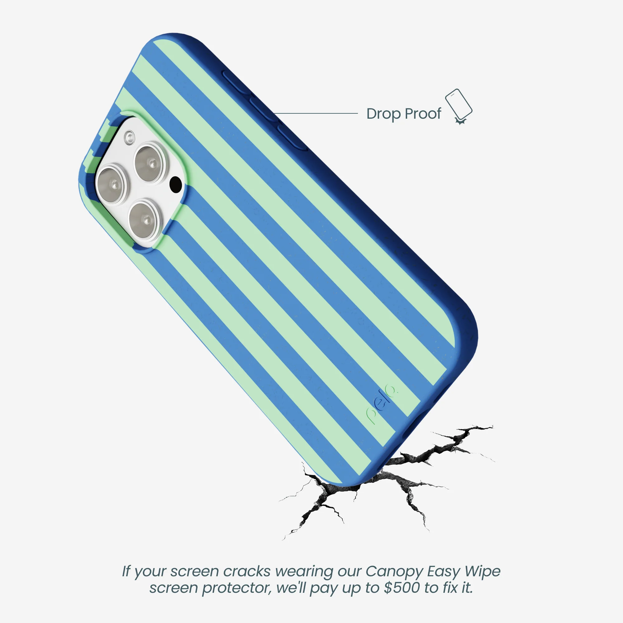 Electric Blue Fresh Green Stripes iPhone 16 Pro Max Case - Image 5