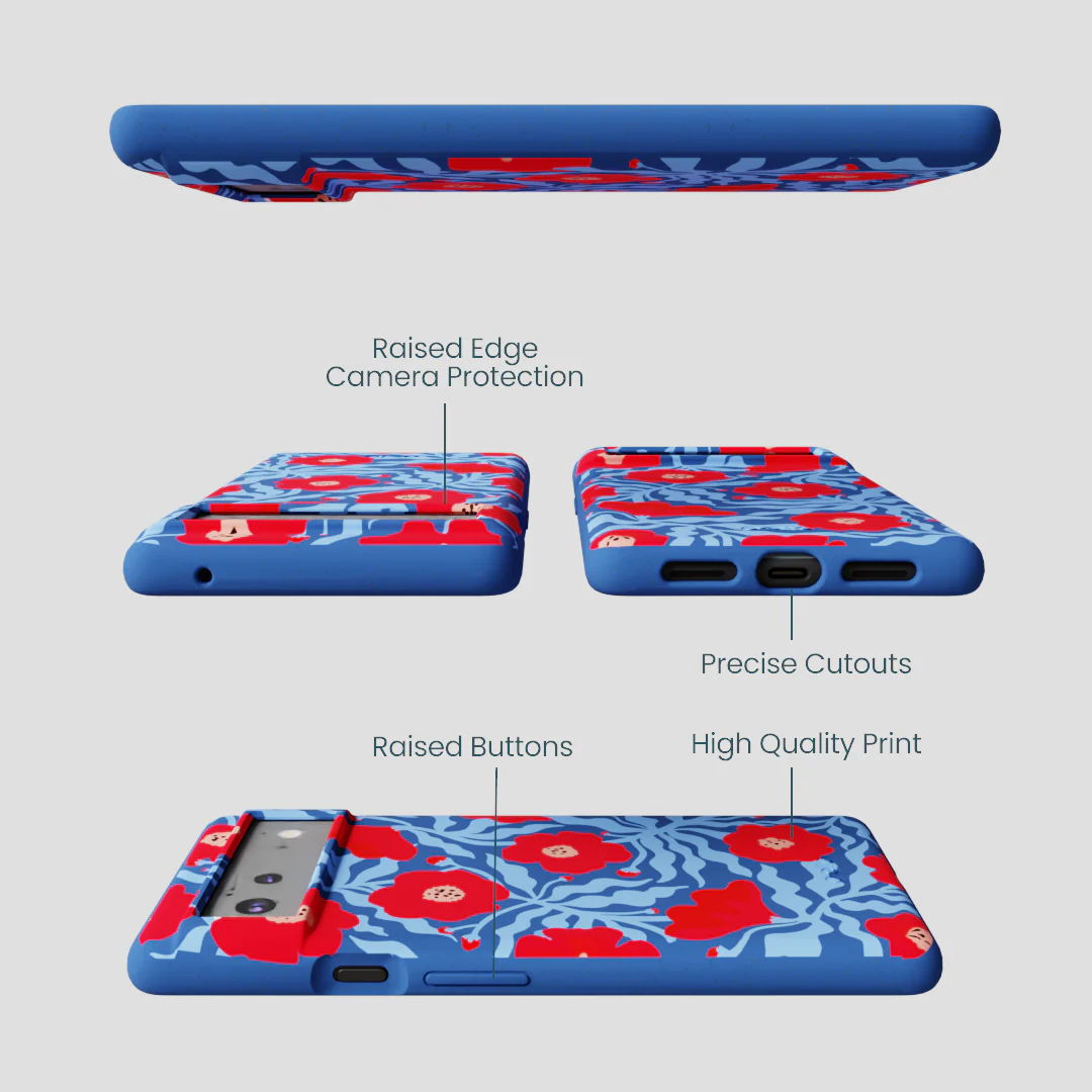 Electric Blue Indigo Ember Google Pixel 6a Case - Image 2