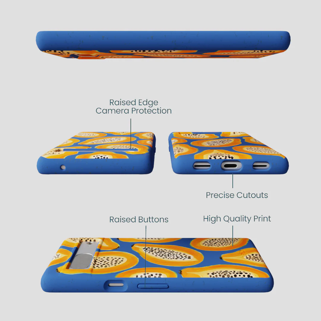 Electric Blue Juicy Papayas Google Pixel 7a Case - Image 3