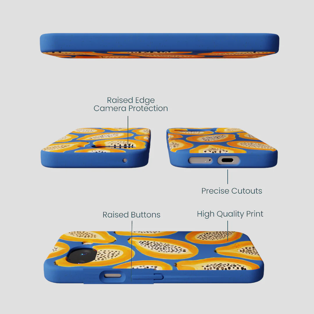 Electric Blue Juicy Papayas Google Pixel 9a Case - Image 3