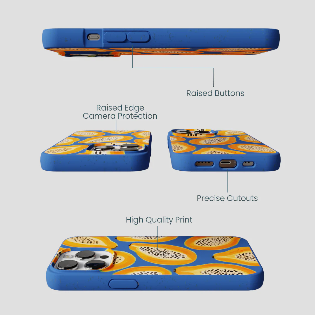 Electric Blue Juicy Papayas iPhone 13 Pro Case - Image 3