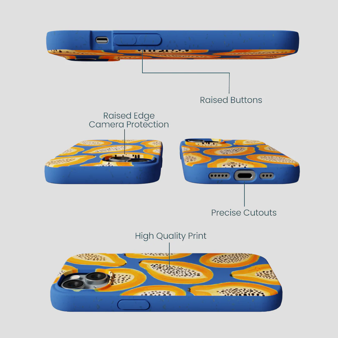 Electric Blue Juicy Papayas iPhone 14 Case - Image 3