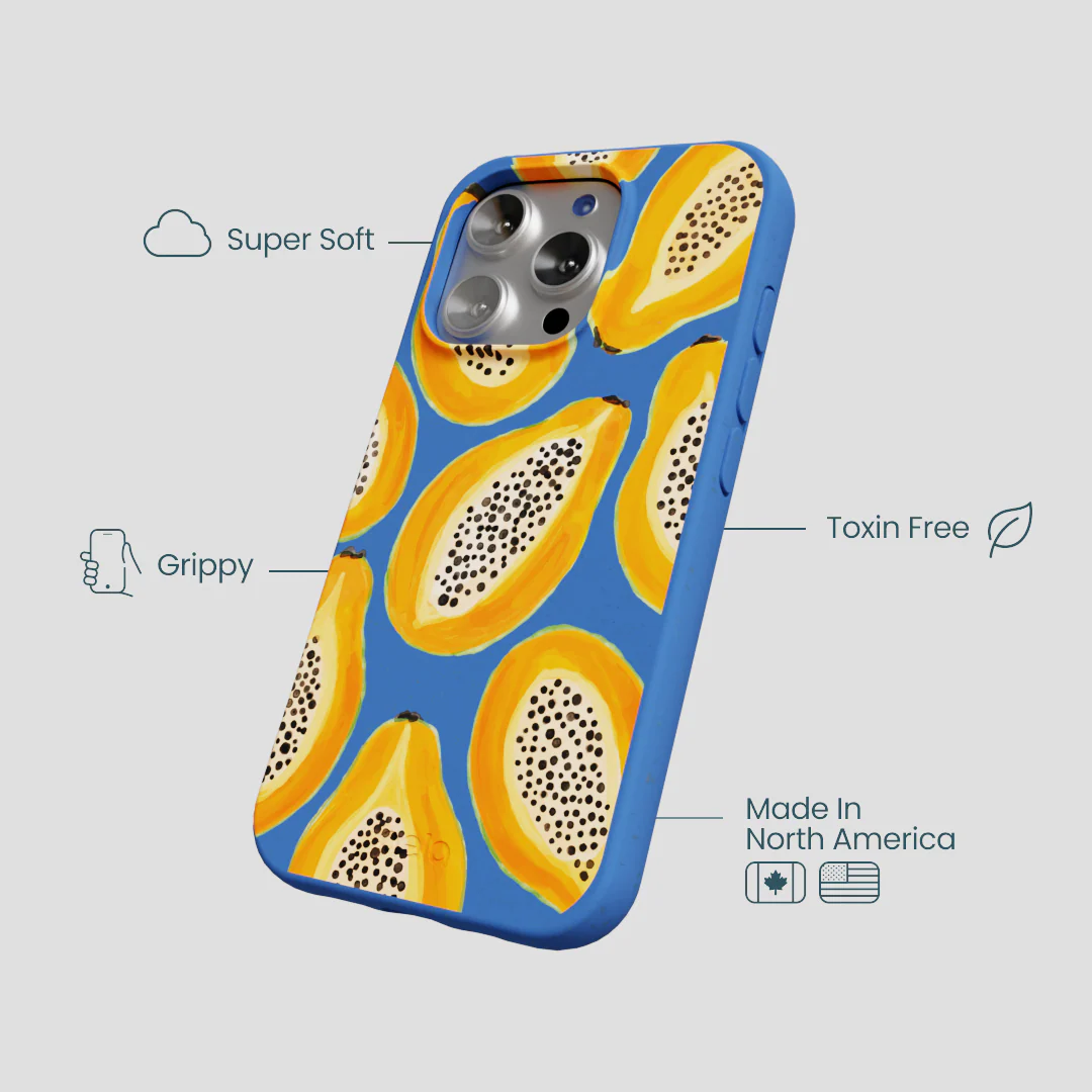 Electric Blue Juicy Papayas iPhone 16 Pro Case - Image 4