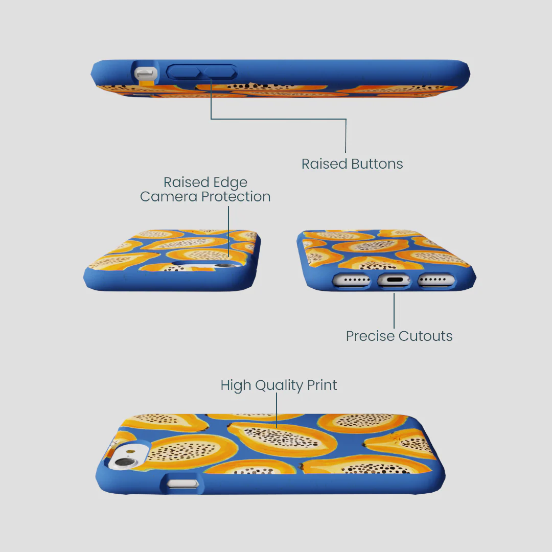 Electric Blue Juicy Papayas iPhone 6/6s/7/8/SE Case - Image 3