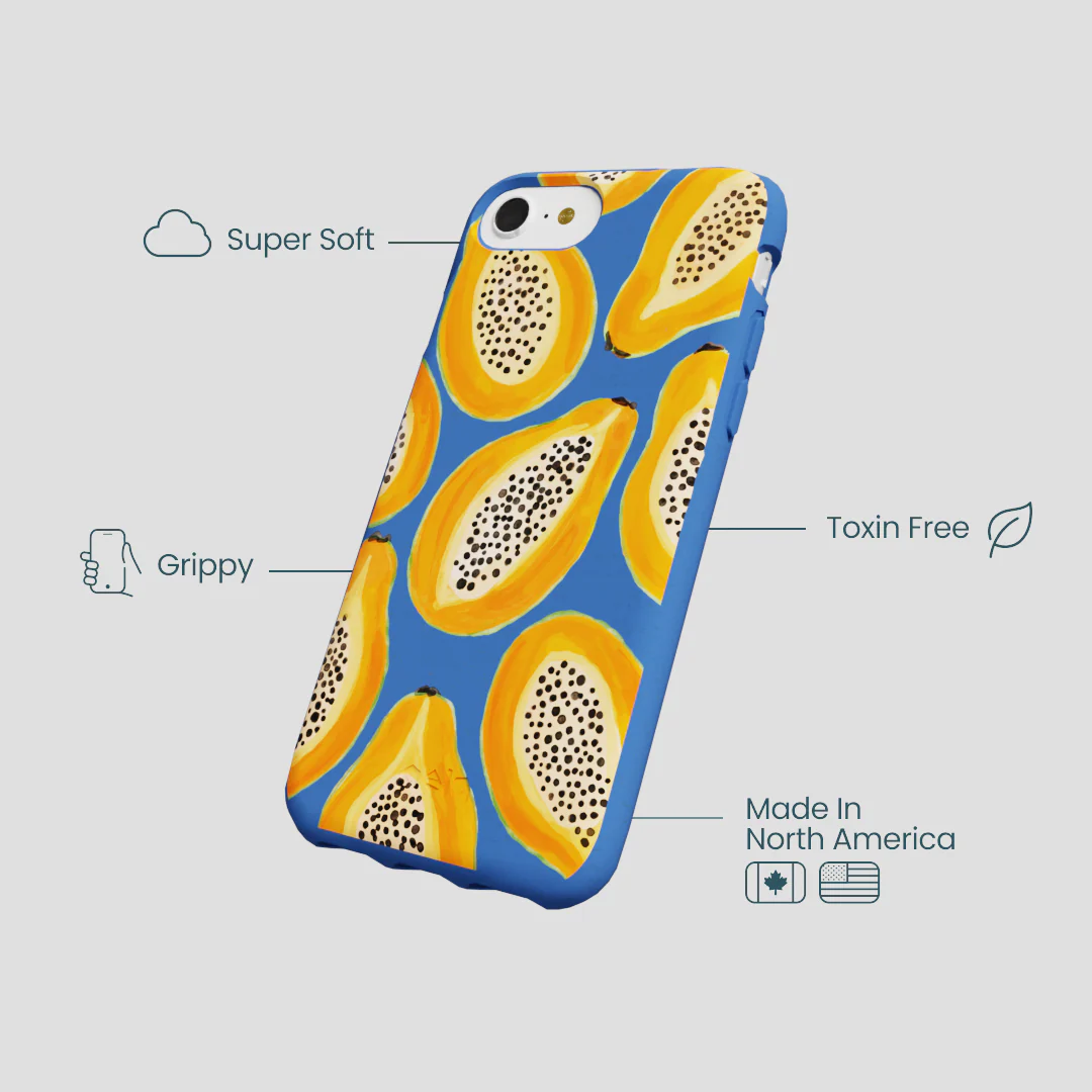 Electric Blue Juicy Papayas iPhone 6/6s/7/8/SE Case - Image 4