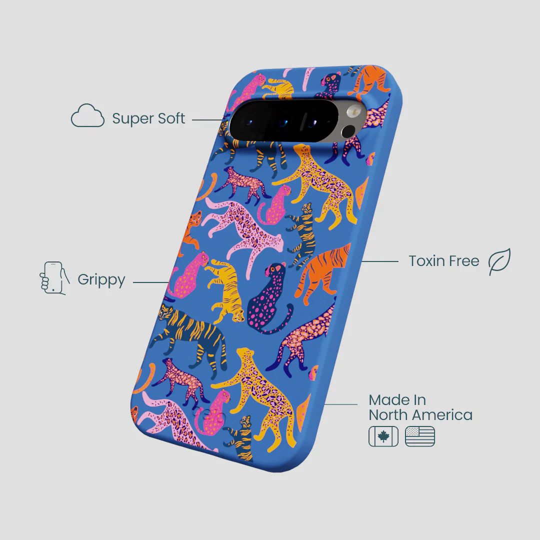 Electric Blue Jungle Cat Google Pixel 9/9 Pro Case - Image 4