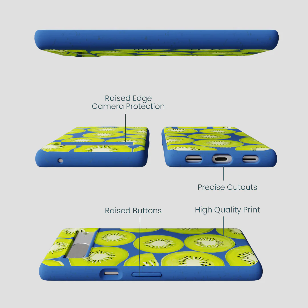 Electric Blue Kiwi Slices Google Pixel 7 Case - Image 3