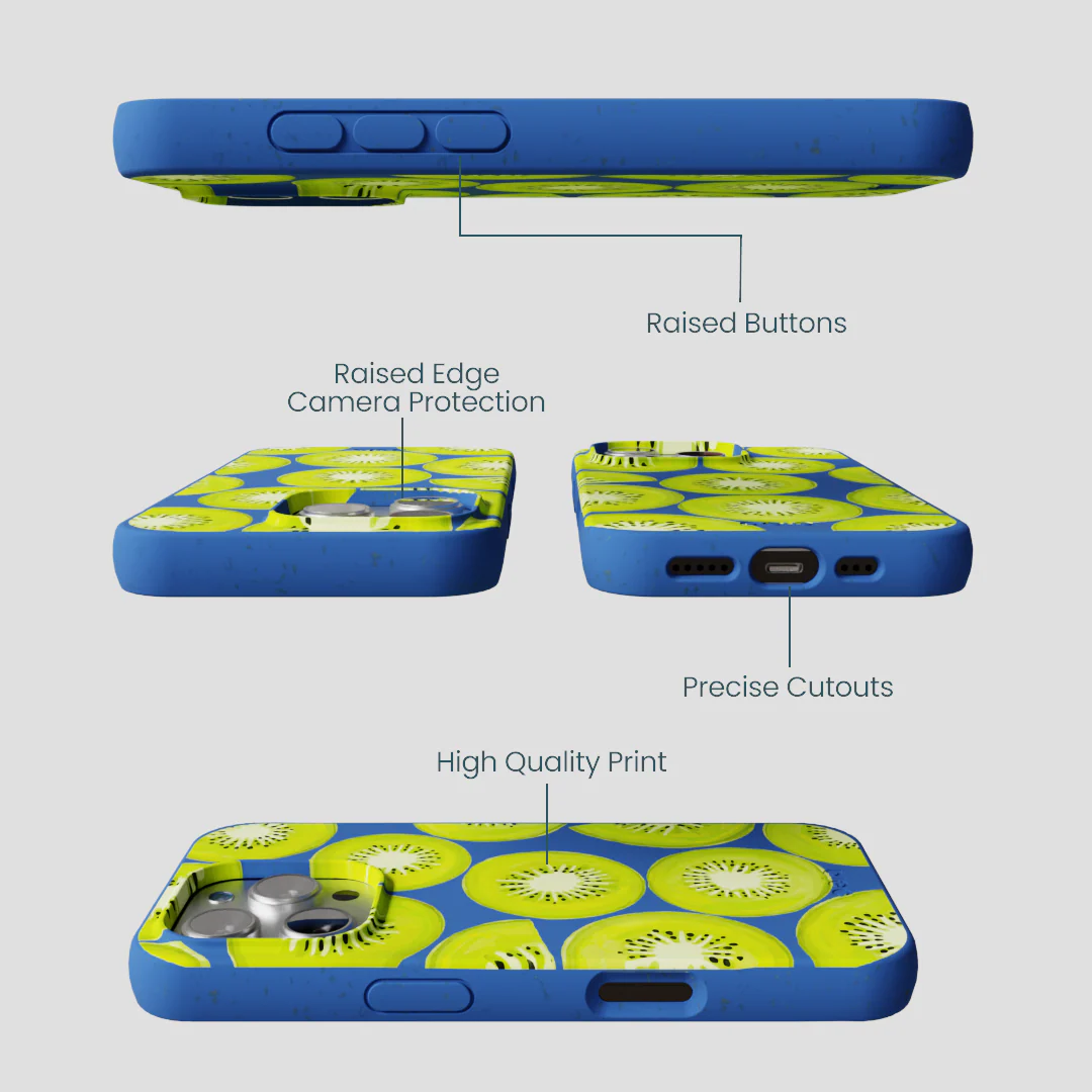 Electric Blue Kiwi Slices iPhone 16 Pro Case - Image 3