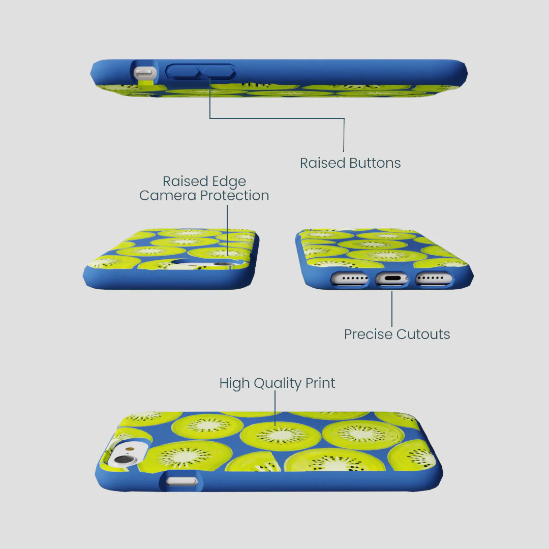 Electric Blue Kiwi Slices iPhone 6/6s/7/8/SE Case - Image 3