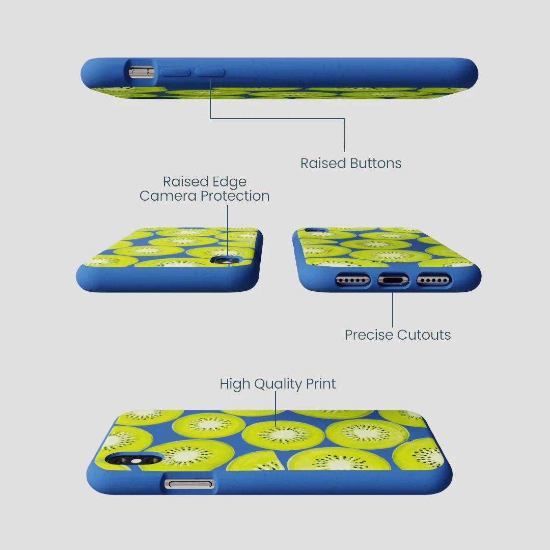 Electric Blue Kiwi Slices iPhone XR Case - Image 3