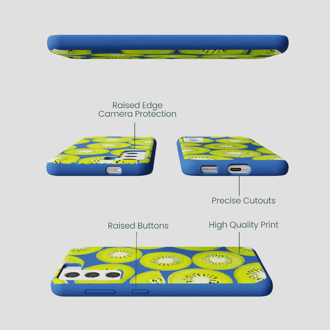 Electric Blue Kiwi Slices Samsung Galaxy S22 Case - Image 3