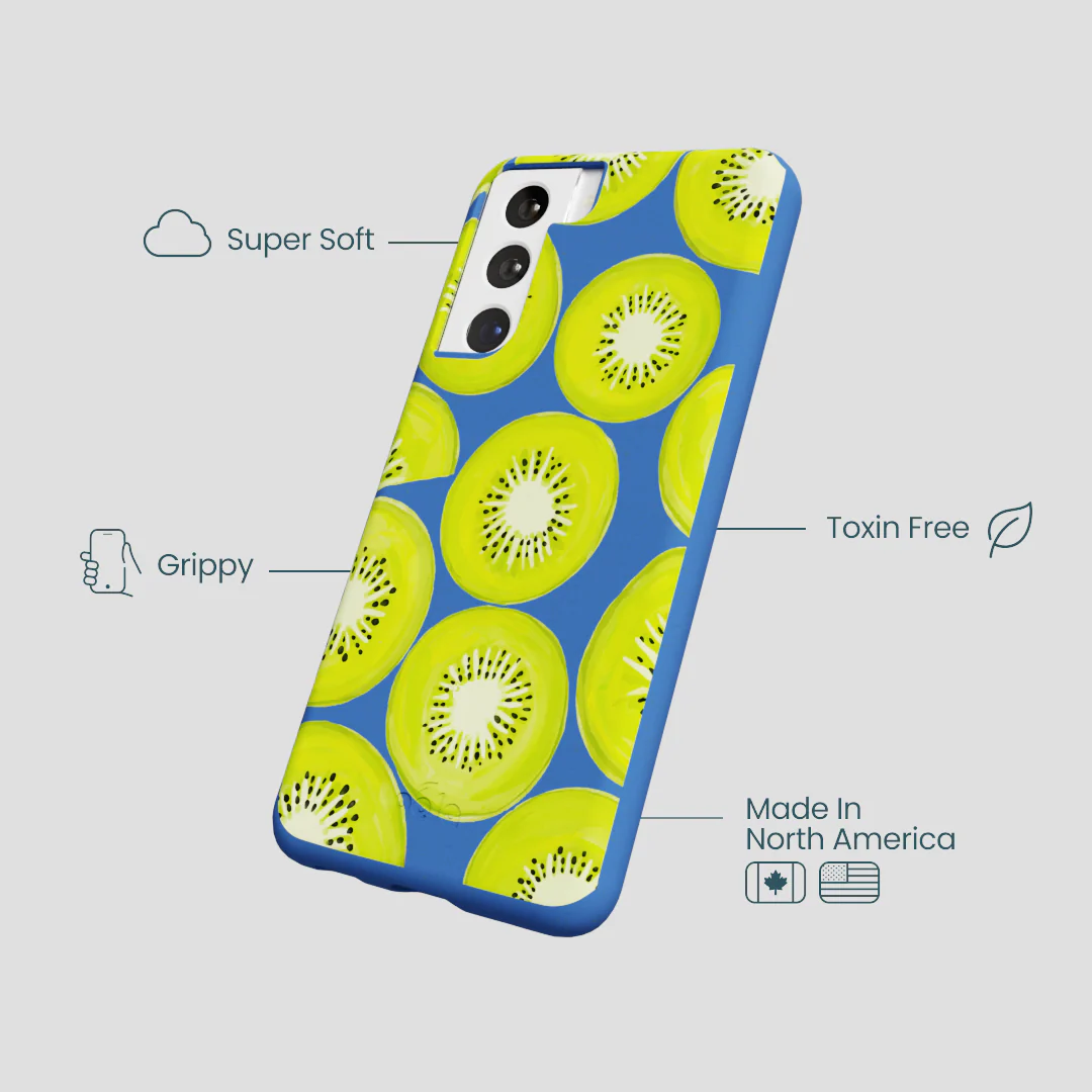 Electric Blue Kiwi Slices Samsung Galaxy S22 Case - Image 4
