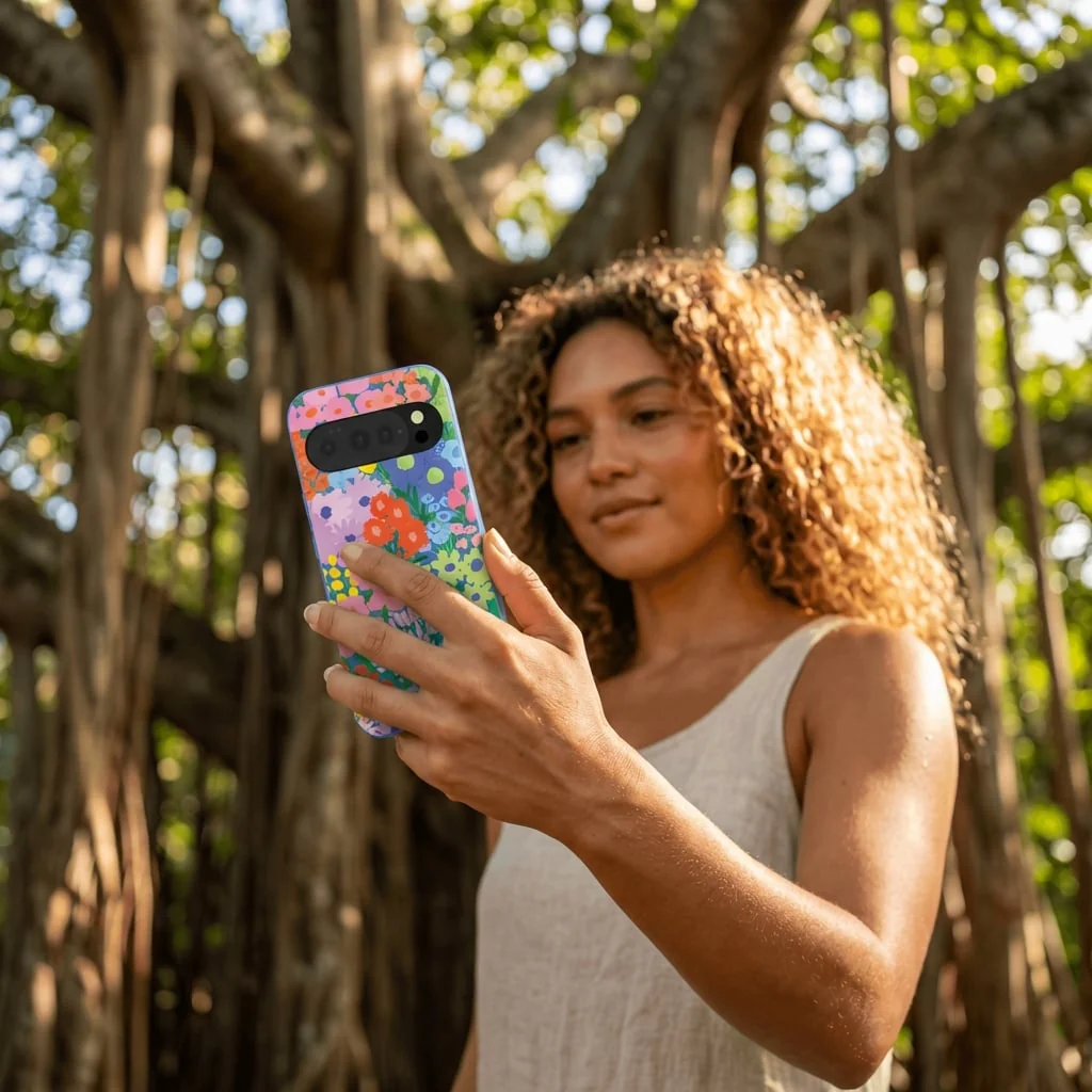 Electric Blue Painted Garden Google Pixel 10/10 Pro Case - Image 2