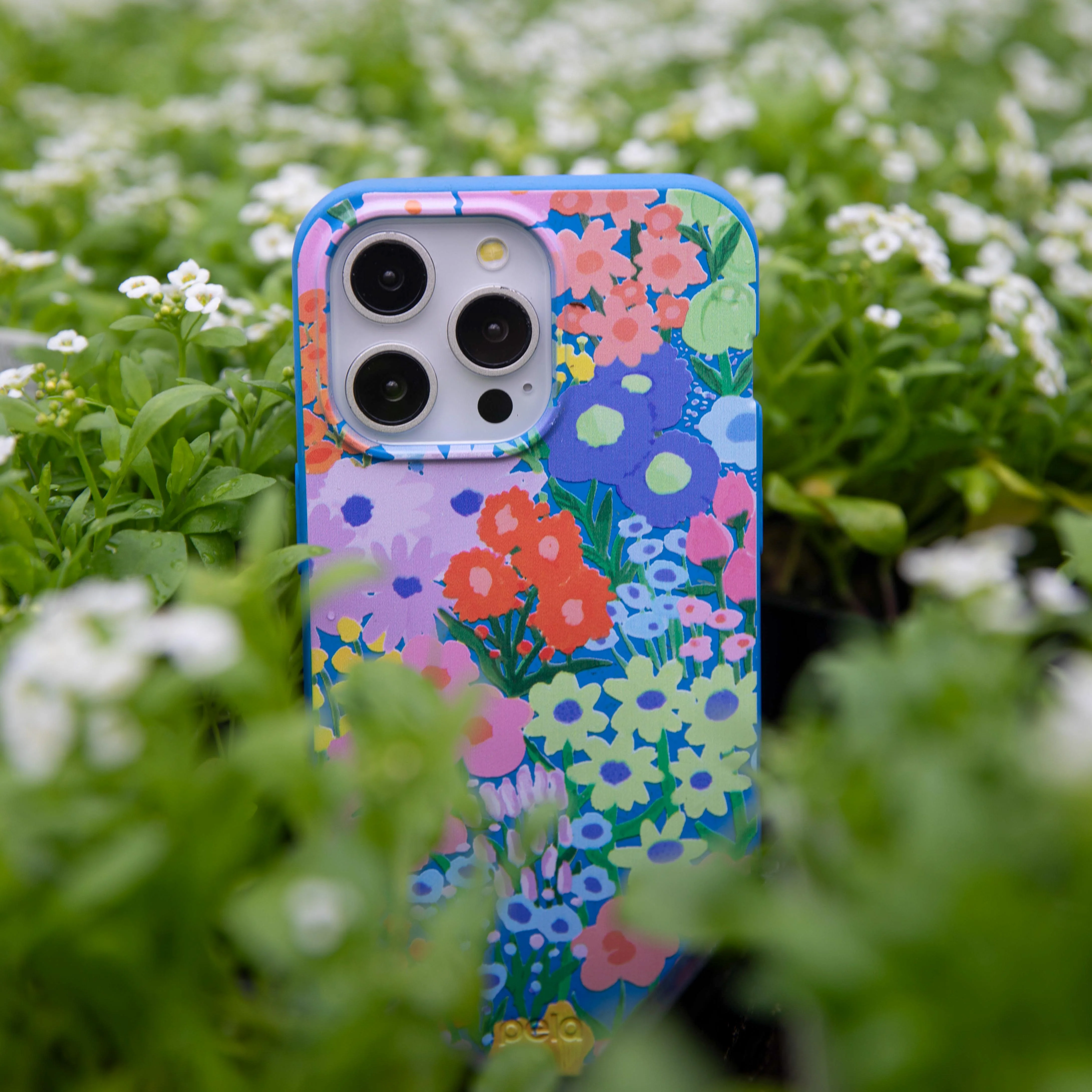 Electric Blue Painted Garden iPhone 12/ iPhone 12 Pro Case - Image 10