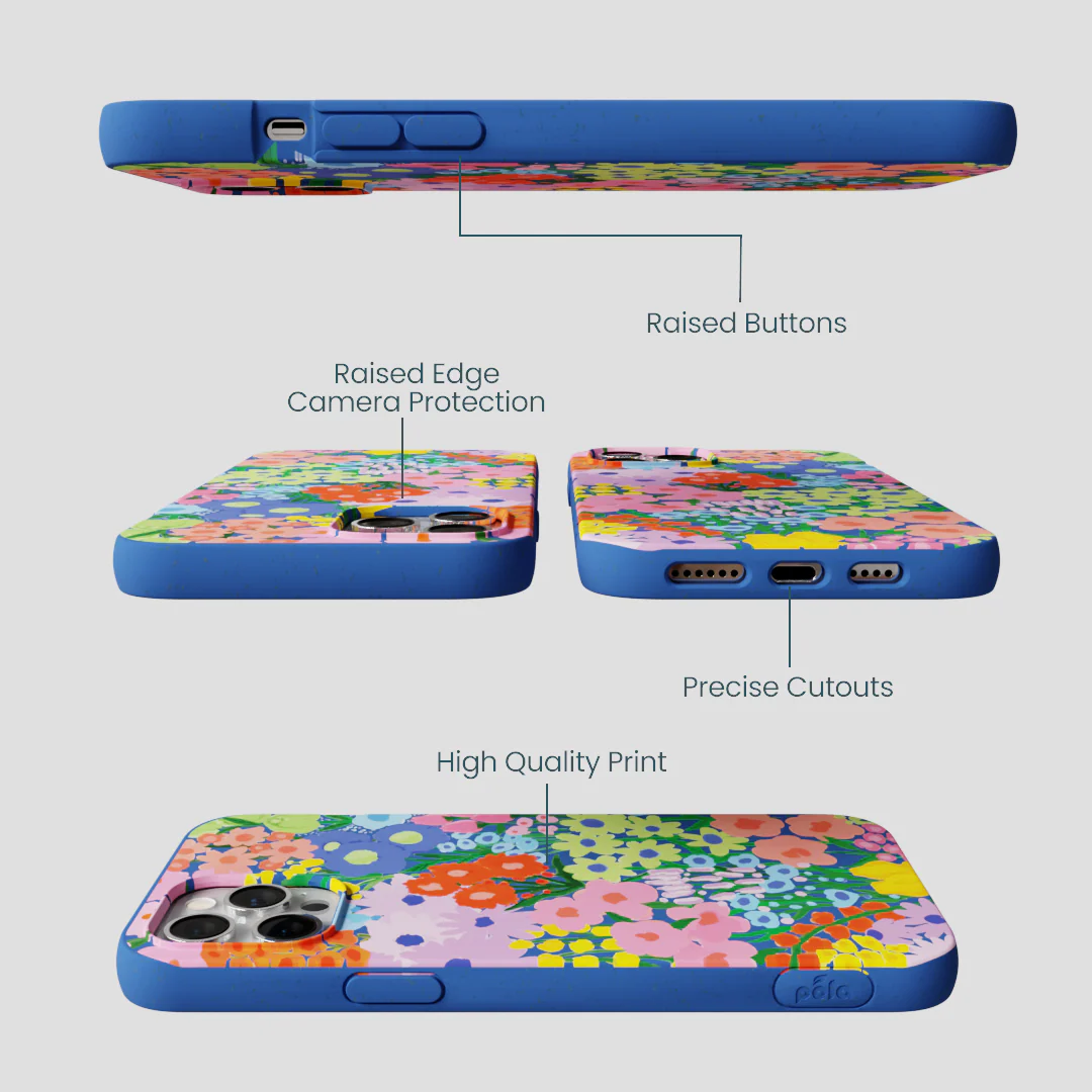 Electric Blue Painted Garden iPhone 12 Pro Max Case - Image 3