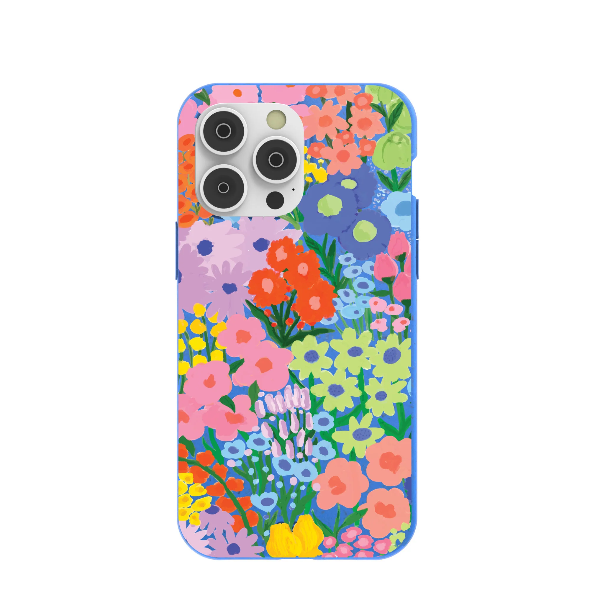 Electric Blue Painted Garden iPhone 14 Pro Max Case